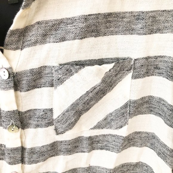Chaser Striped Cotton Button Down Collared Shirt Grey White S NWT - Picture 8 of 11